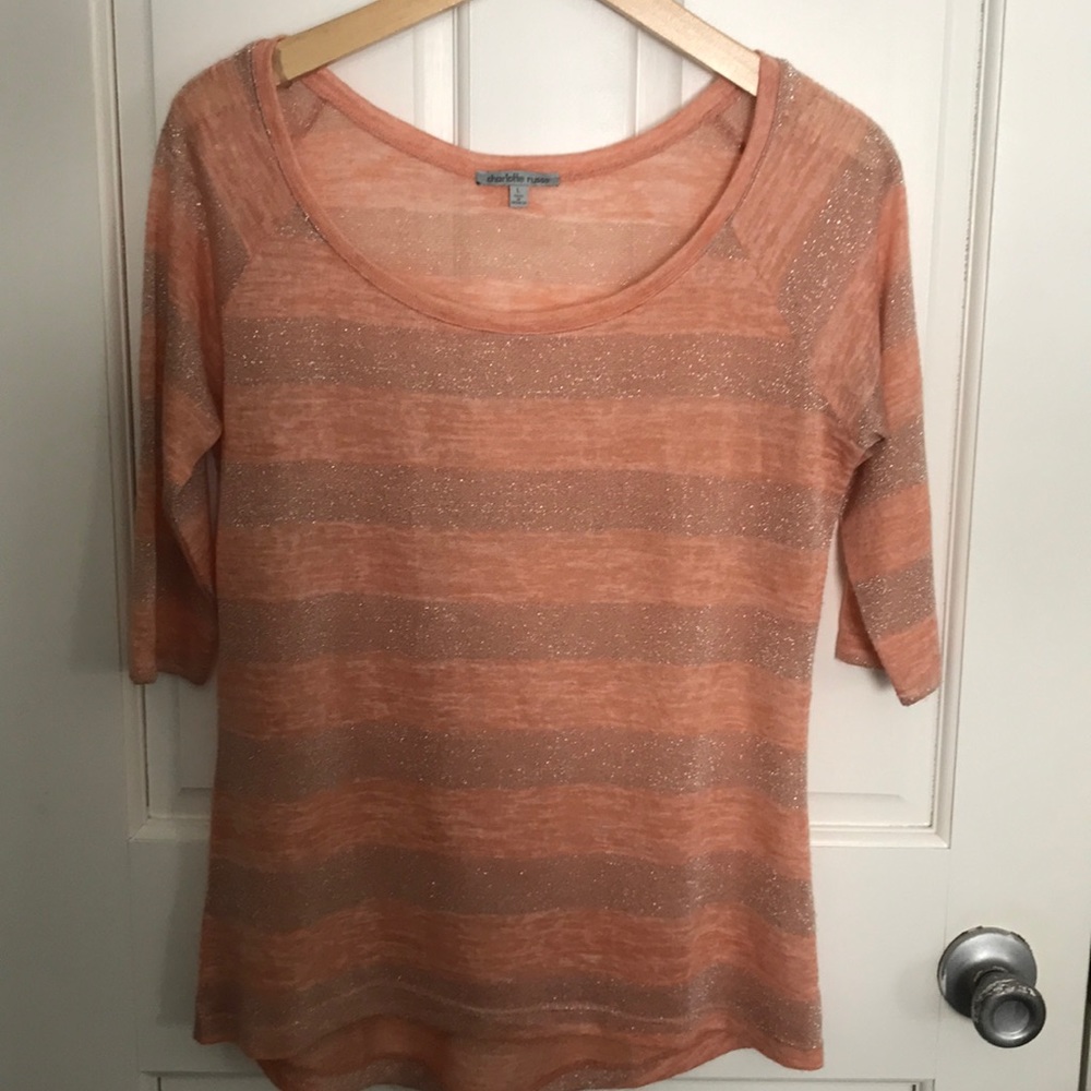 Charlotte Russe top peach with silver size large